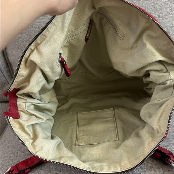 Coccinelle Red Leather Shoulder Tote Bag Purse - Picture 9 of 9